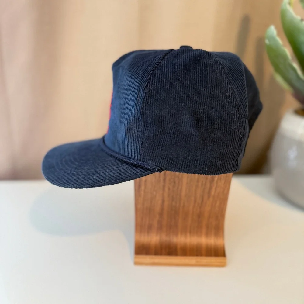 Vintage Otto Cap Eldorado Hotel Casino Reno Corduroy Snapback Hat Navy Blue Rope